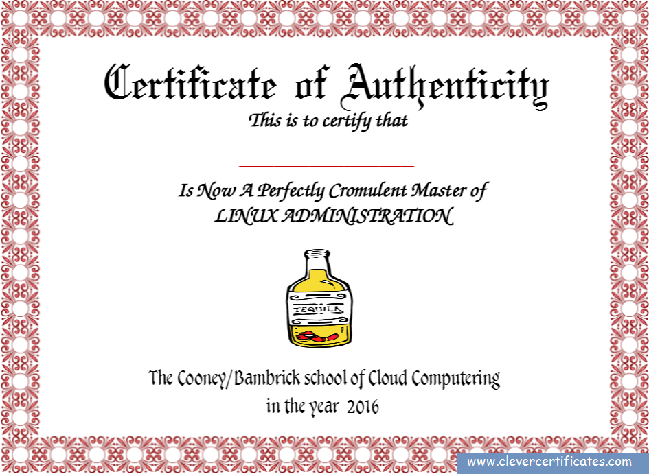 a dodgy looking certificate courtesy of CLEVER CERTIFICATES